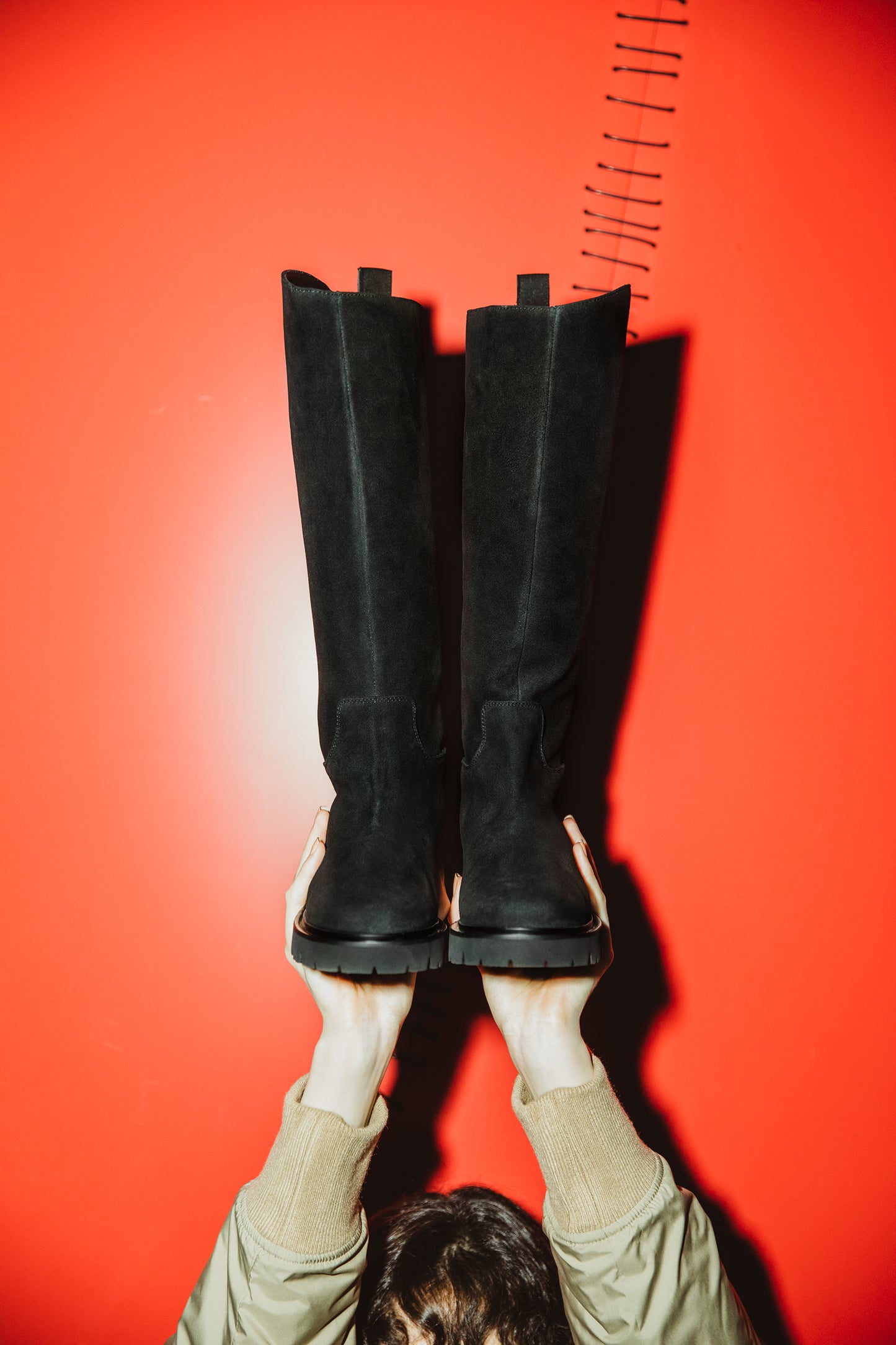 TREK SOLE RIDING LONG BOOTS BLACK SUEDE