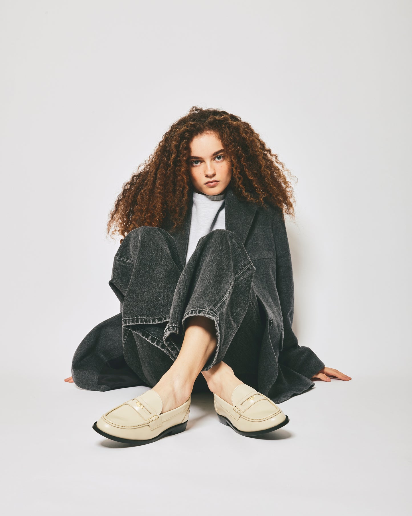 ALMOND TOE PENNY LOAFERS ECRU