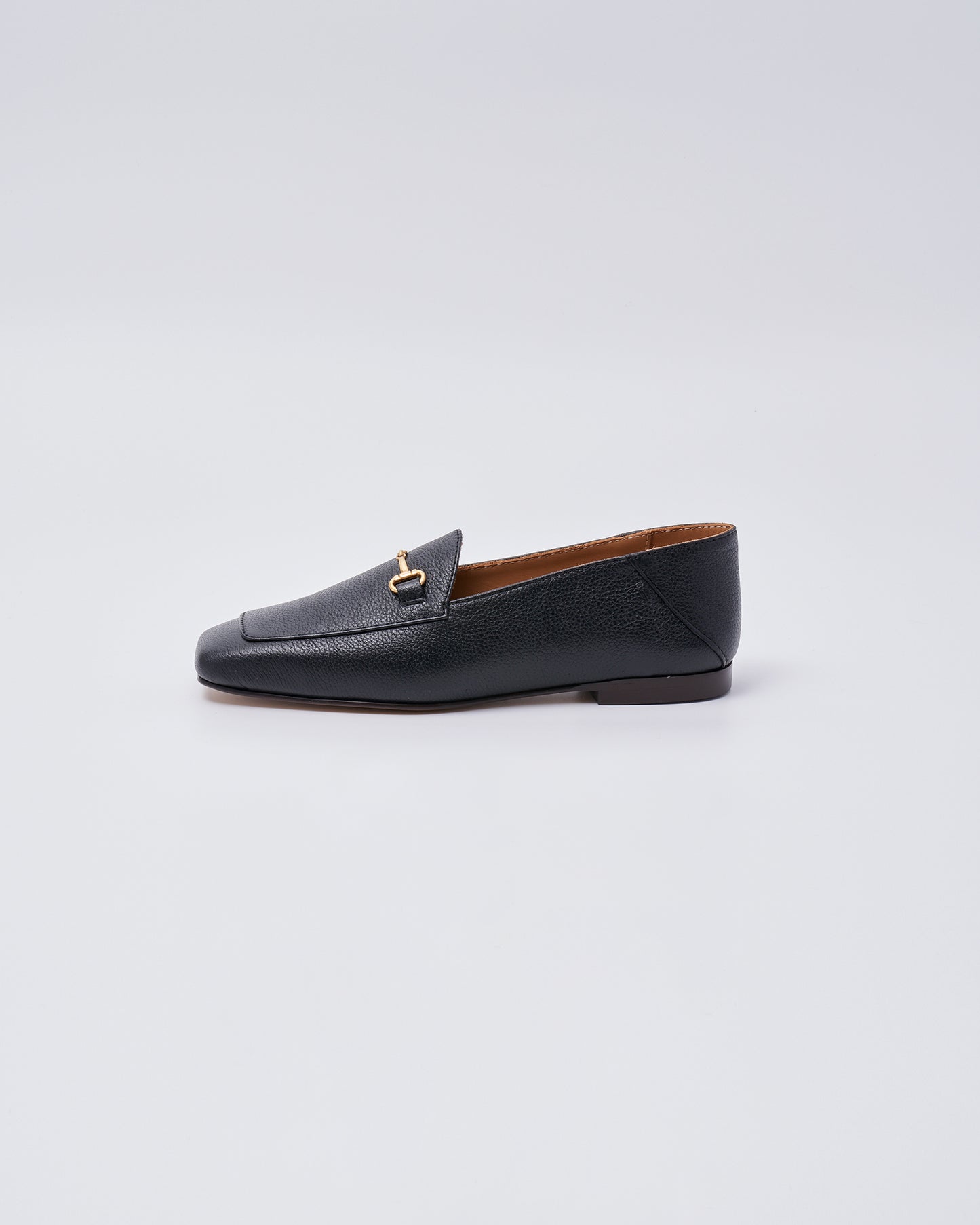 BIT SLIP ON SQUARE SHOES GRAIN LEATHER BLACK