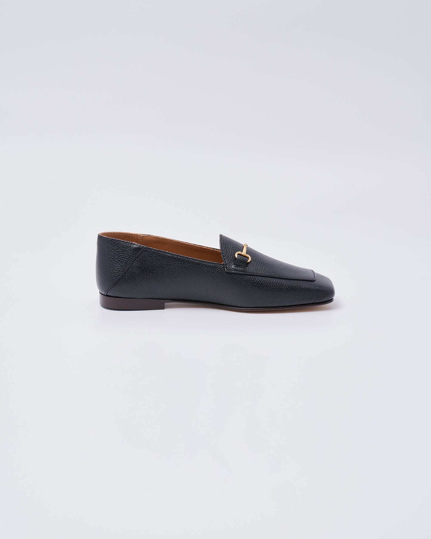 BIT SLIP ON SQUARE SHOES GRAIN LEATHER BLACK