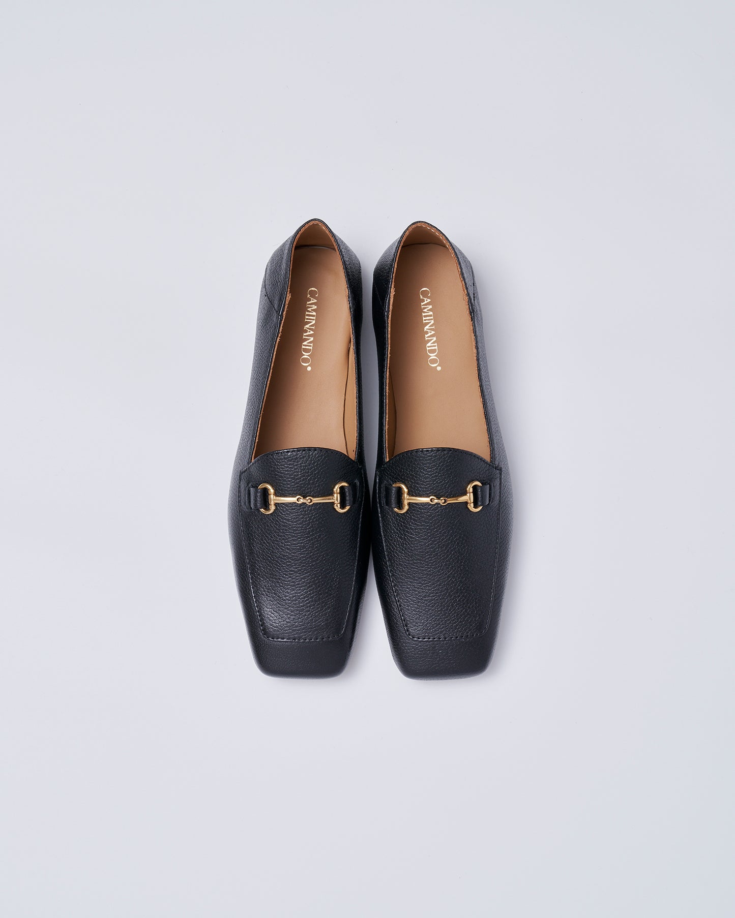 BIT SLIP ON SQUARE SHOES GRAIN LEATHER BLACK