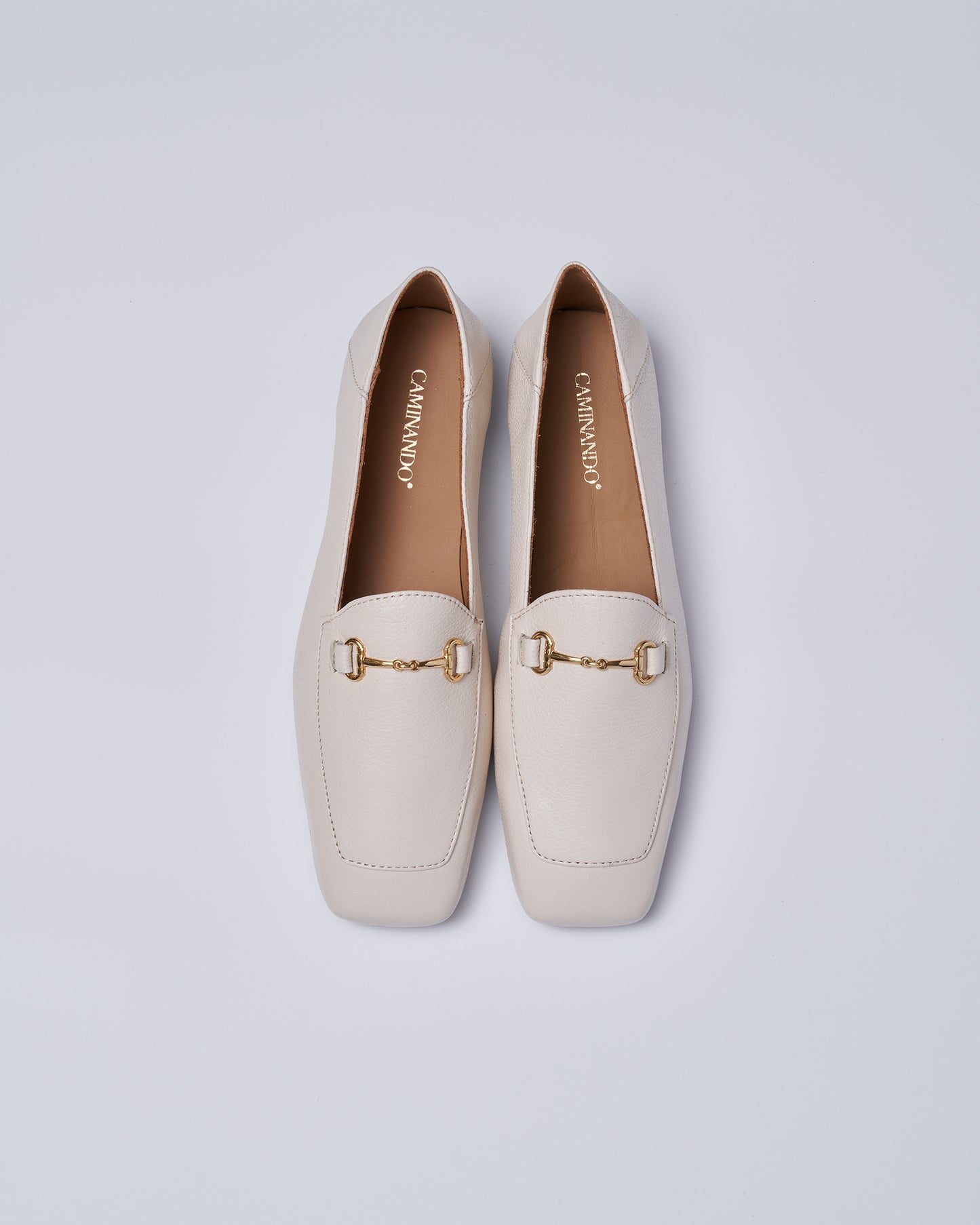 BIT SLIP ON SQUARE SHOES GRAIN LEATHER WHITE