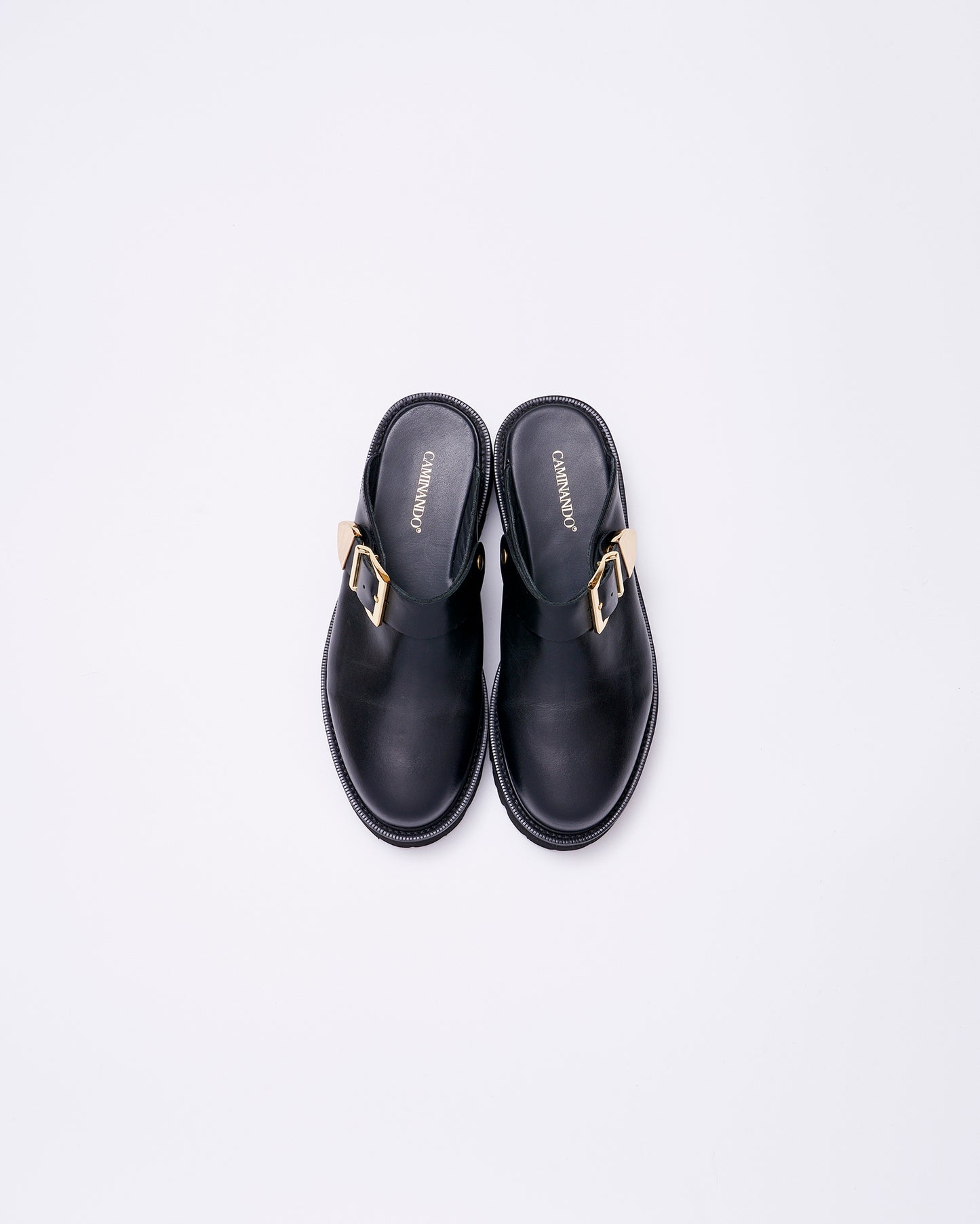 BUCKLE CLOG MULES BLACK