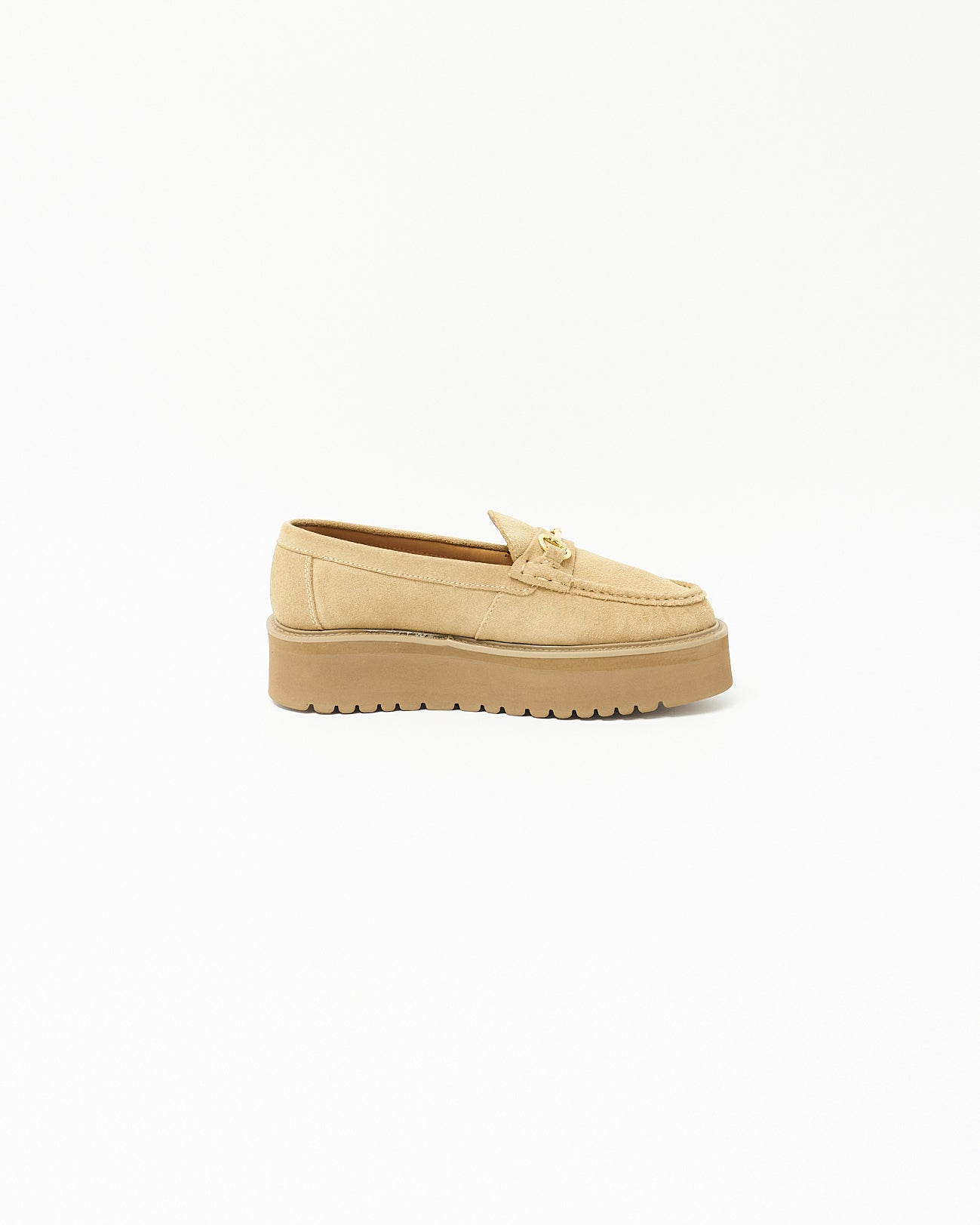 PLATFORM BIT LOAFERS BEIGE SUEDE