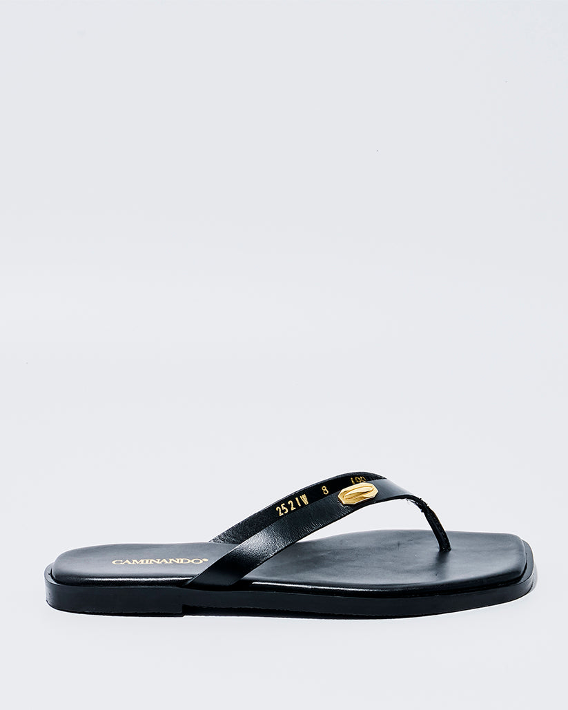 THONG FLAT SANDALS BLACK