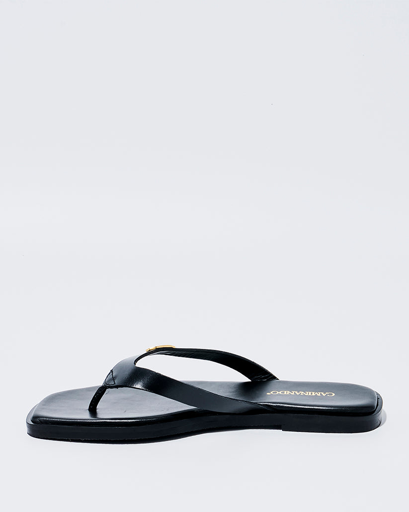 THONG FLAT SANDALS BLACK