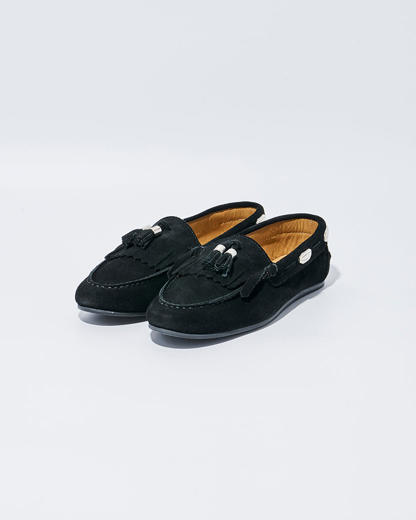 TASSEL MOC SHOES BLACK SUEDE