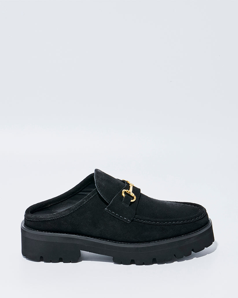 MID BIT MULE BLACK SUEDE