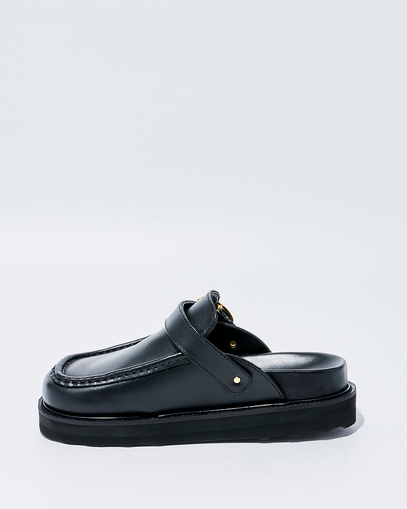 ONE STRAP MOC MULE BLACK