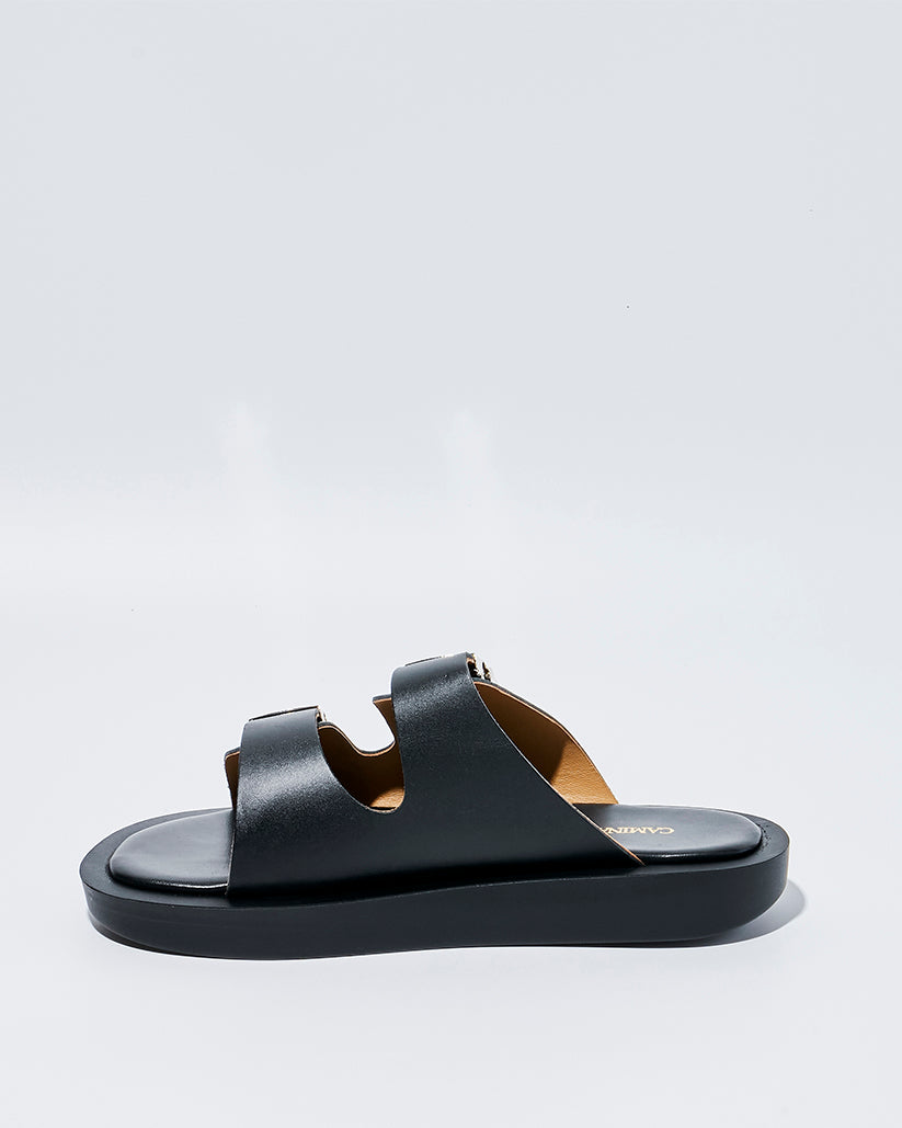 SLIDE BUCKLE PLATFORM SANDALS BLACK
