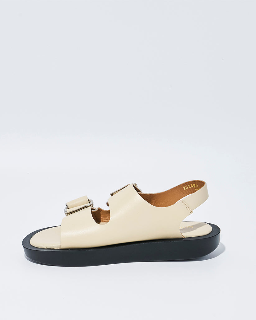 DOUBLE RING PLATFORM SANDALS ECRU