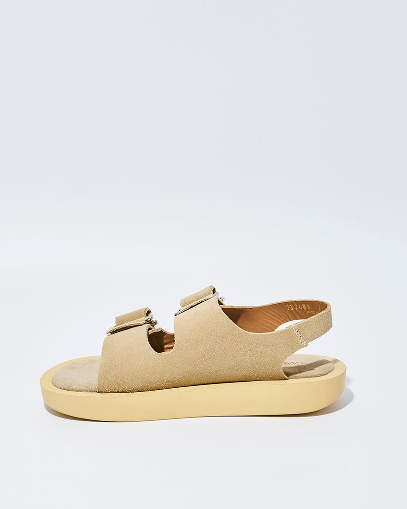 DOUBLE RING PLATFORM SANDALS BEIGE SUEDE
