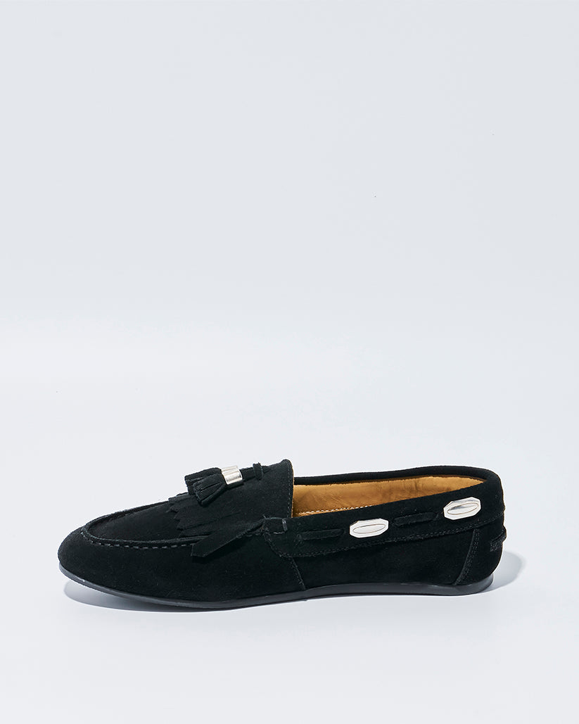 TASSEL MOC SHOES BLACK SUEDE