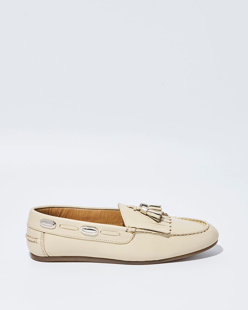 TASSEL MOC SHOES ECRU