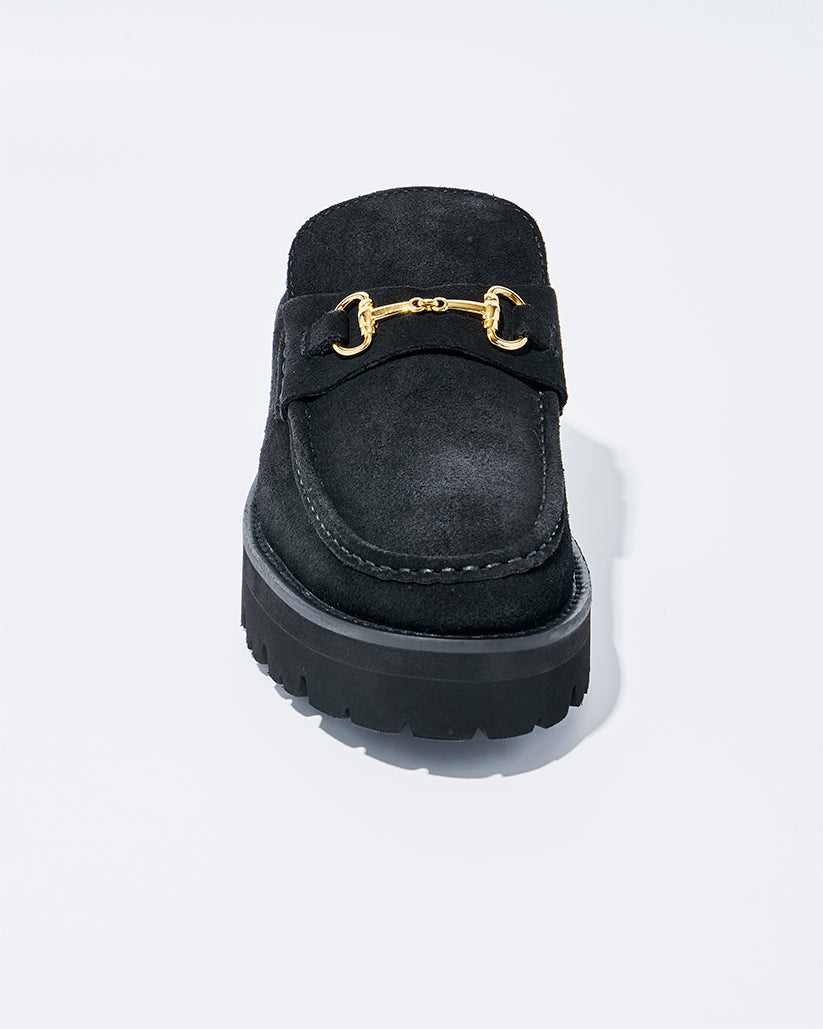 MID BIT MULE BLACK SUEDE