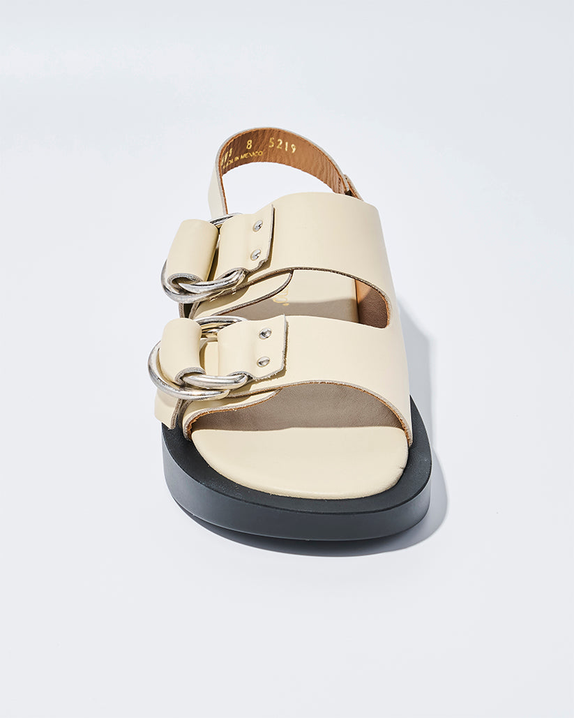 DOUBLE RING PLATFORM SANDALS ECRU