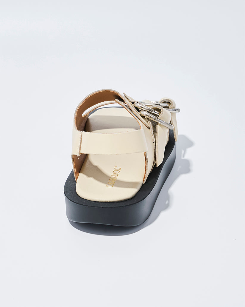 DOUBLE RING PLATFORM SANDALS ECRU