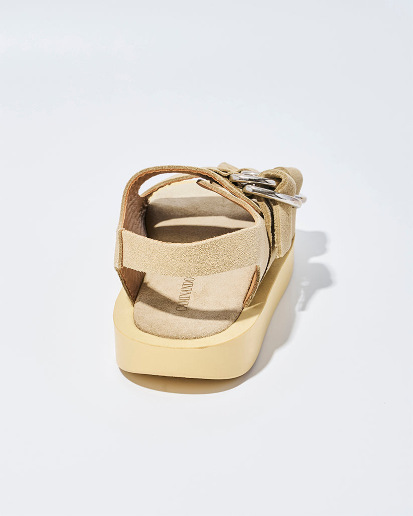 DOUBLE RING PLATFORM SANDALS BEIGE SUEDE