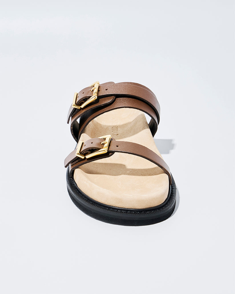 DOUBLE BUCKLE SANDALS BROWN