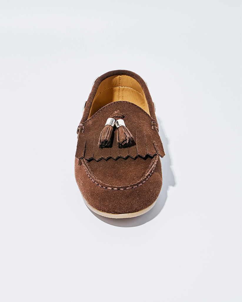 TASSEL MOC SHOES BROWN SUEDE