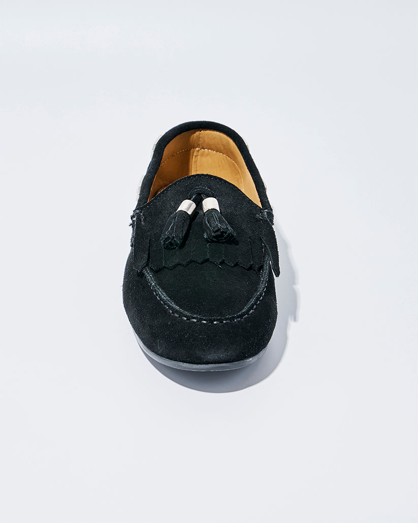 TASSEL MOC SHOES BLACK SUEDE