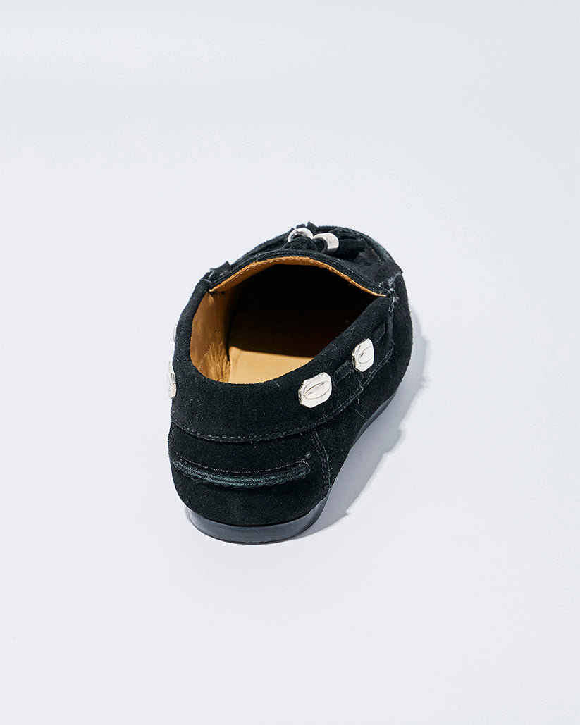 TASSEL MOC SHOES BLACK SUEDE