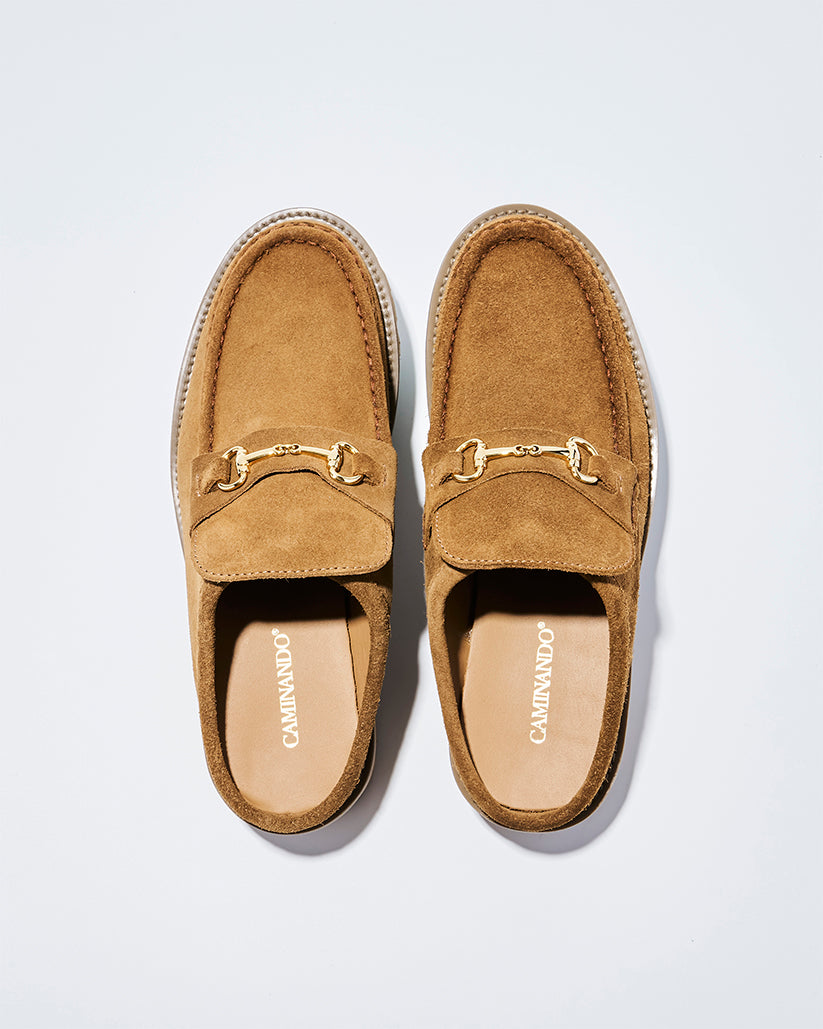 MID BIT MULE CAMEL SUEDE