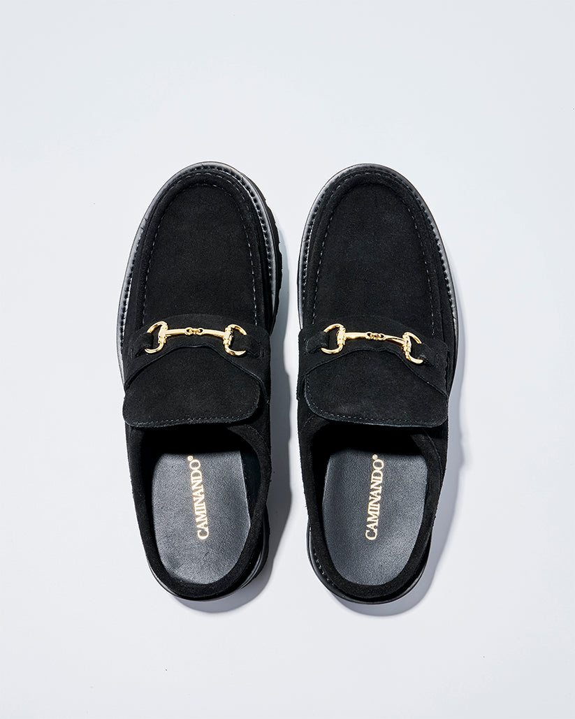 MID BIT MULE BLACK SUEDE