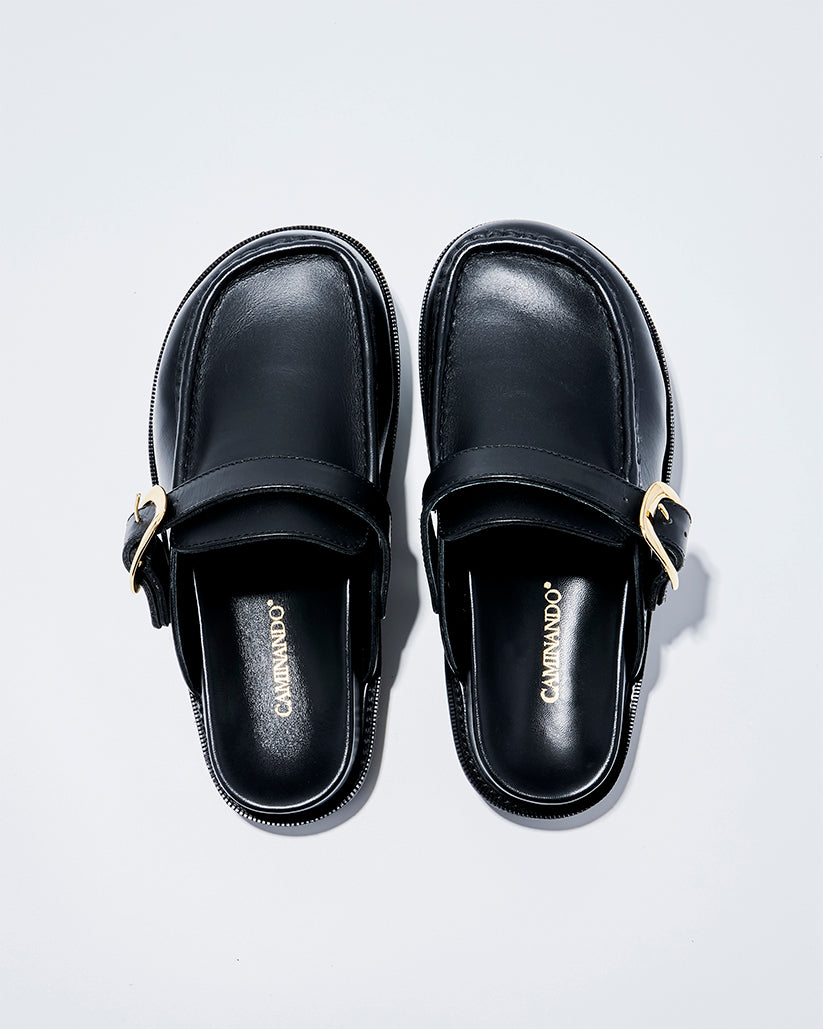 ONE STRAP MOC MULE BLACK