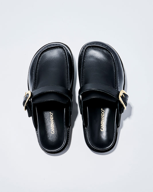 ONE STRAP MOC MULE BLACK
