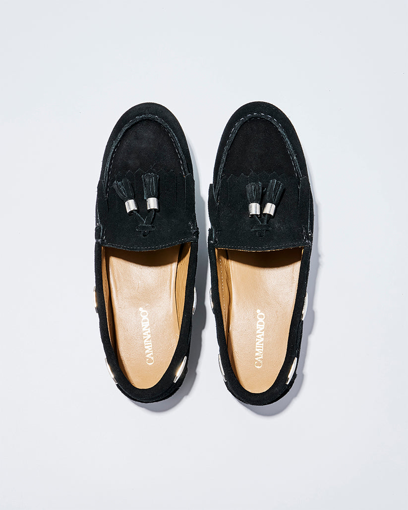 TASSEL MOC SHOES BLACK SUEDE