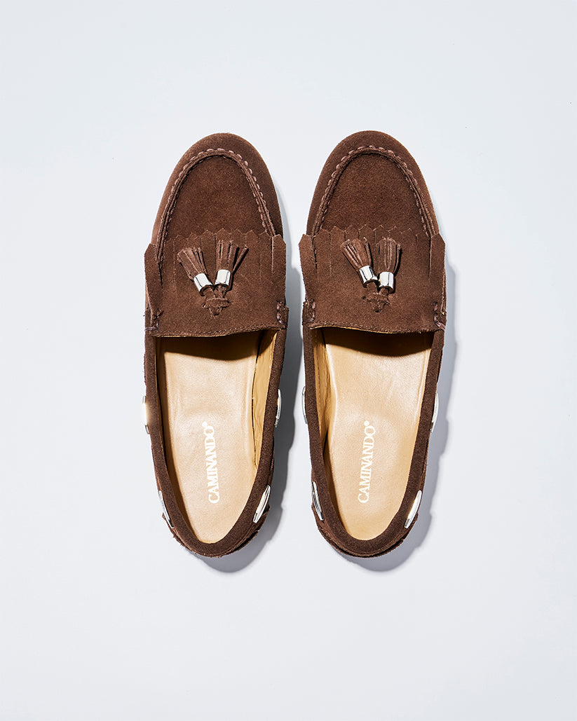 TASSEL MOC SHOES BROWN SUEDE