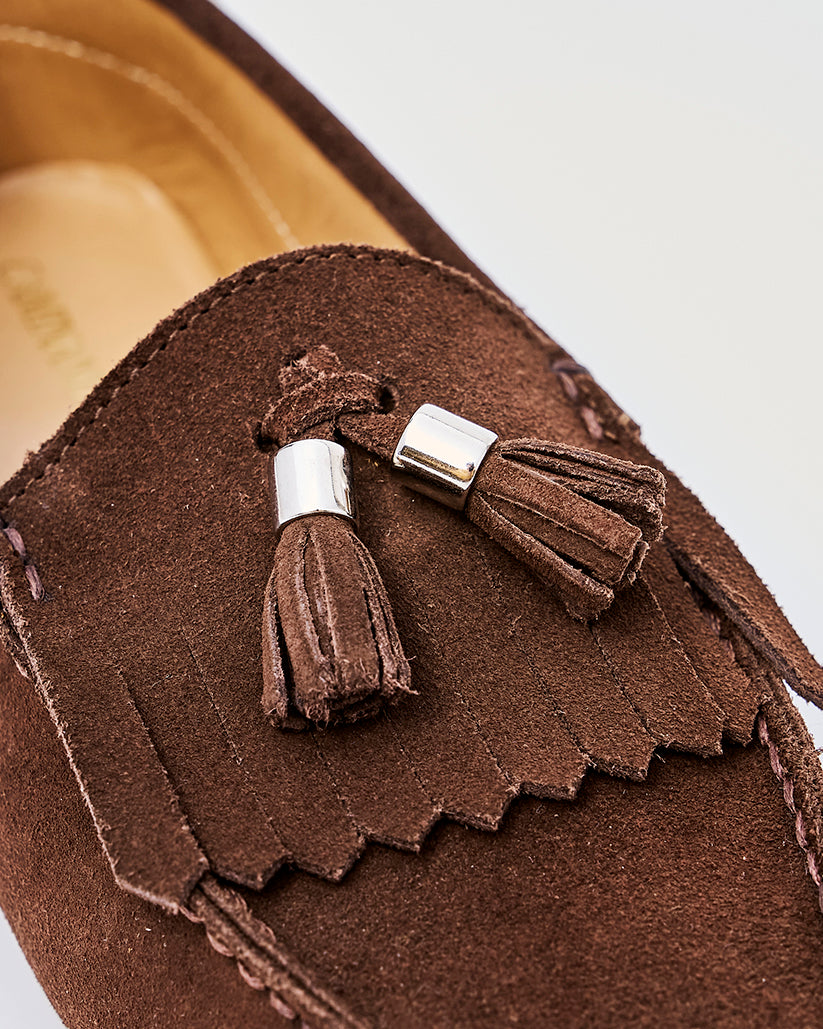 TASSEL MOC SHOES BROWN SUEDE