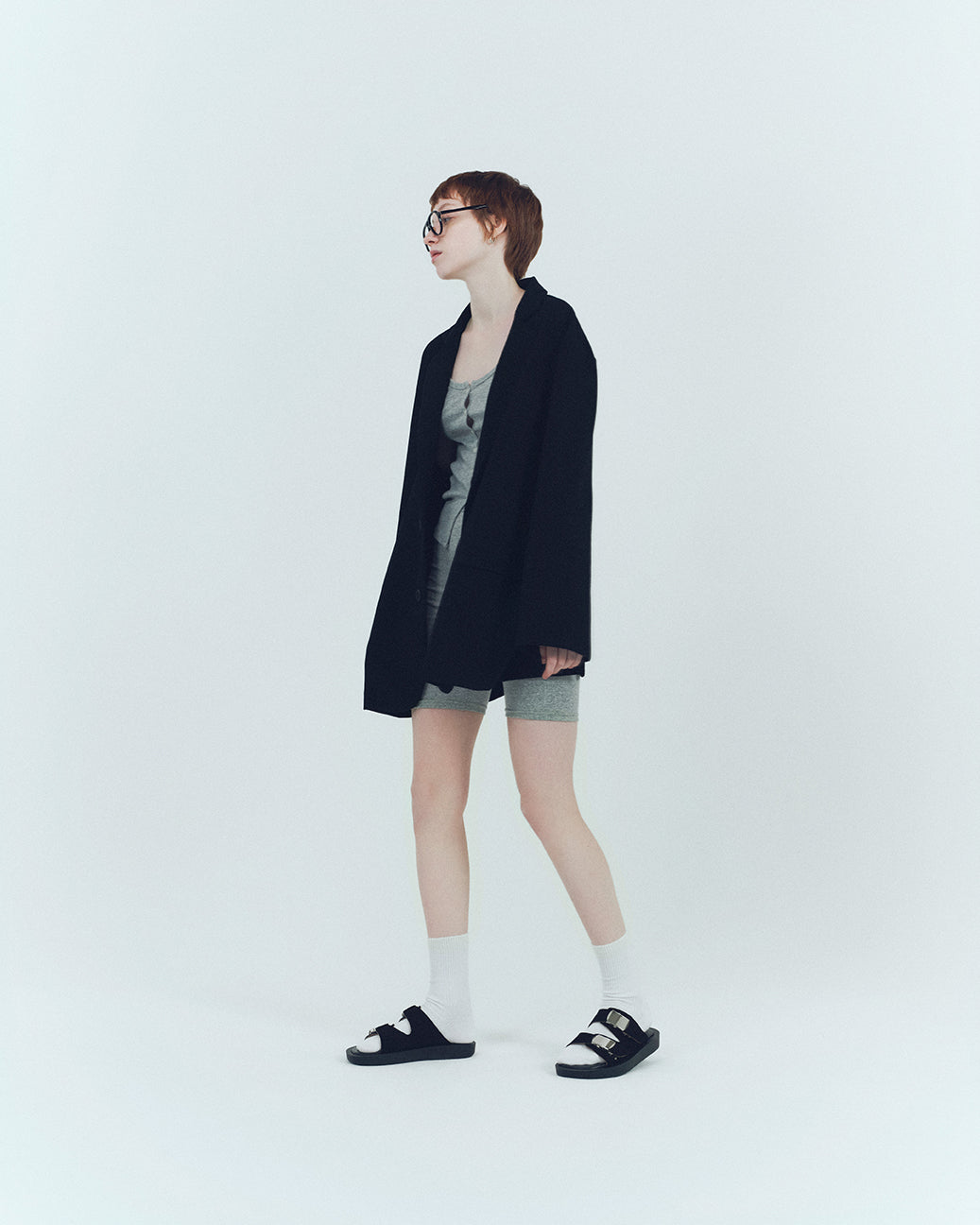SLIDE BUCKLE PLATFORM SANDALS BLACK SUEDE