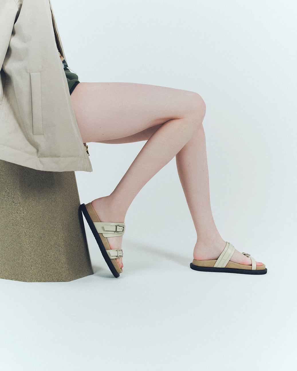DOUBLE BUCKLE SANDALS BROWN