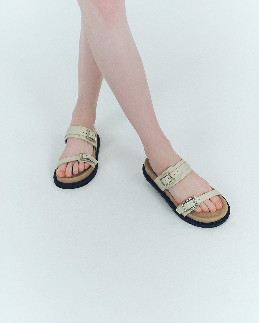 DOUBLE BUCKLE SANDALS BROWN