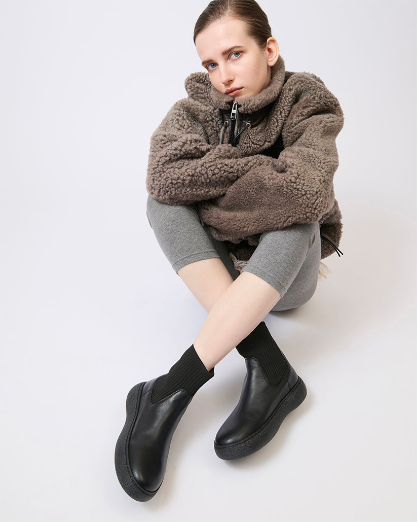 ANKLE RIB BOOTS BLACK
