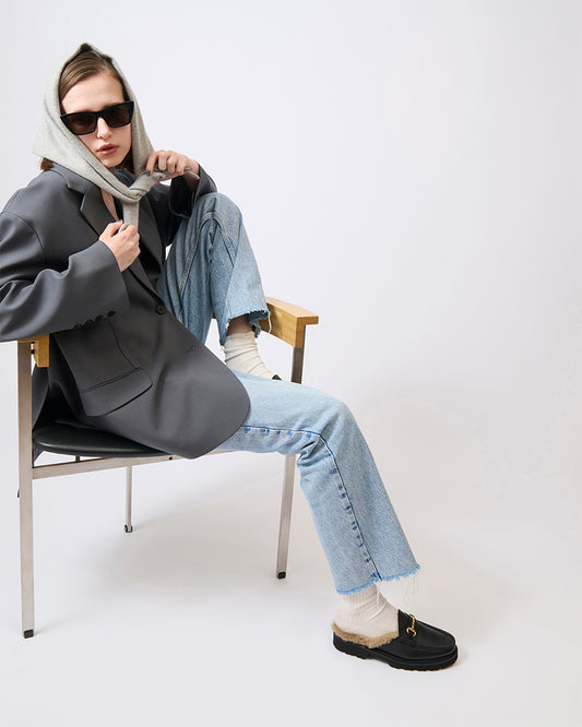 SHEARING LINED BIT MULE BLACK