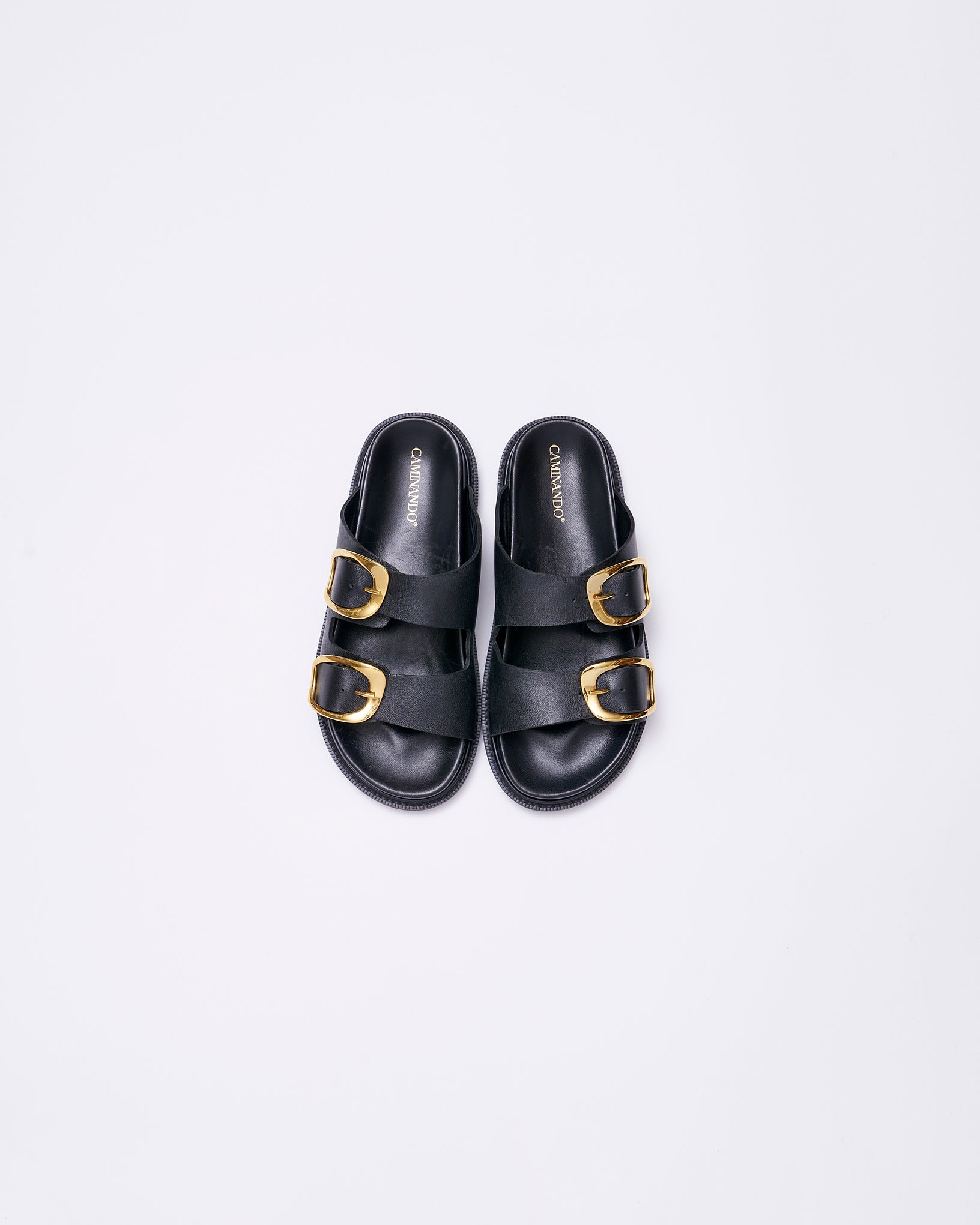 DOUBLE BUCKLE SANDALS BLACK – caminando.jp