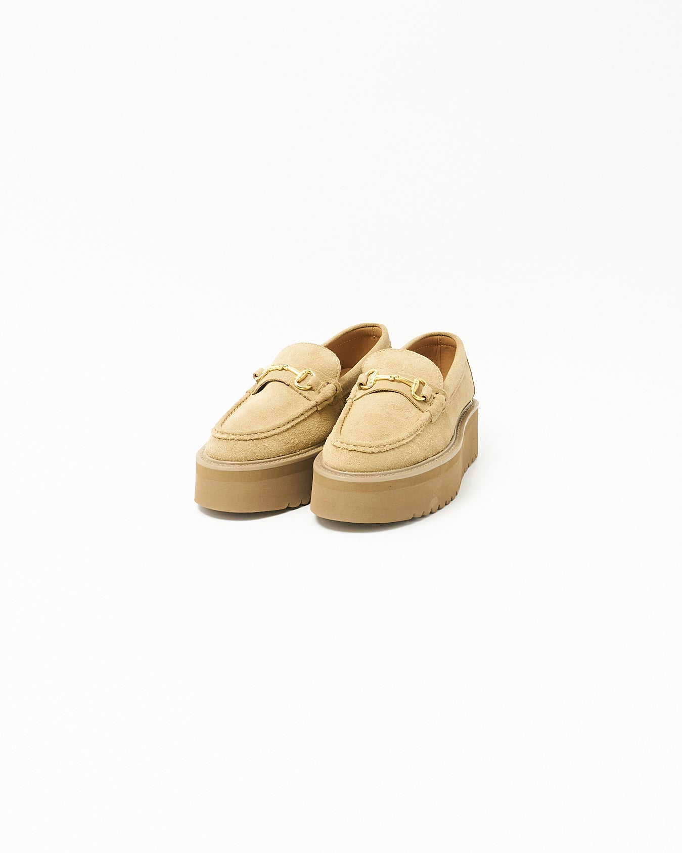 PLATFORM BIT LOAFERS BEIGE SUEDE