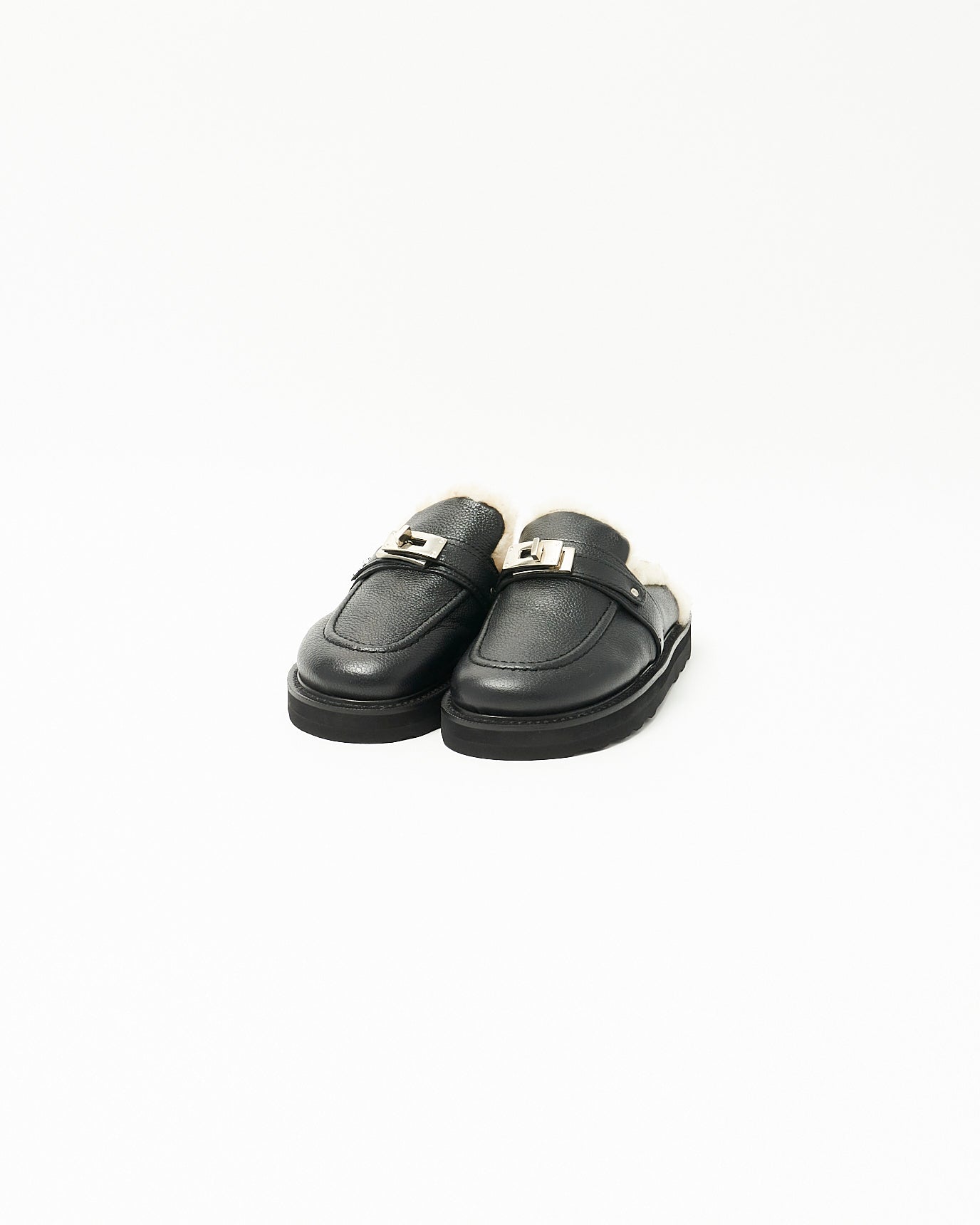 SHEARING BUCKLE SANDALS BLACK