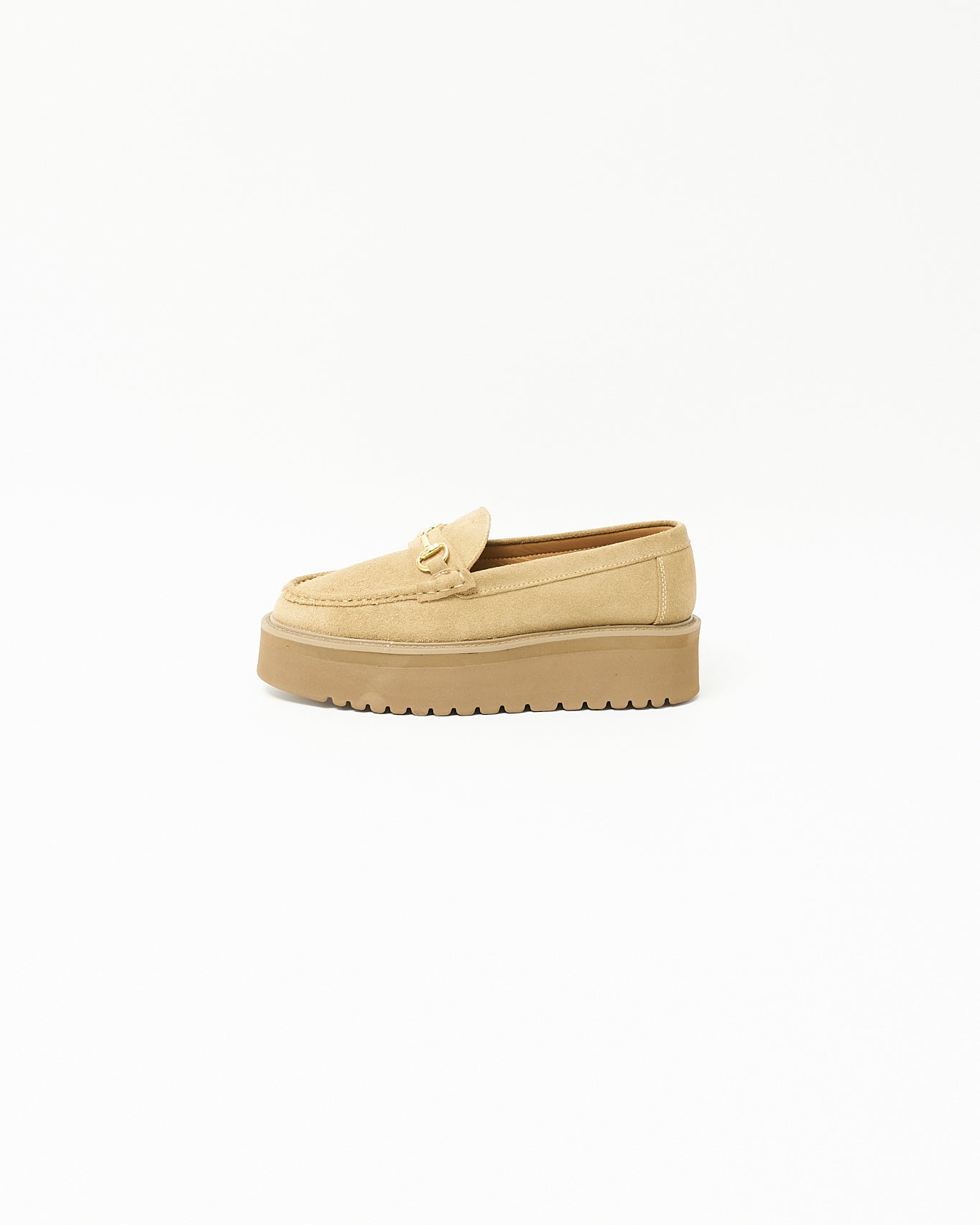 PLATFORM BIT LOAFERS BEIGE SUEDE