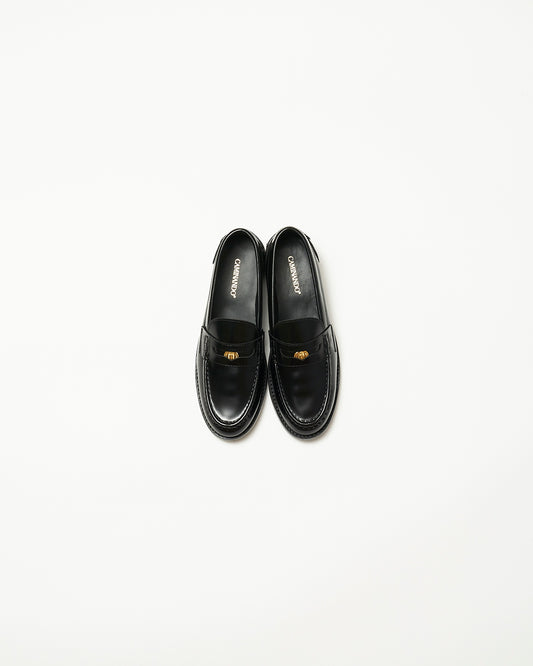 ALMOND TOE PENNY LOAFERS BLACK