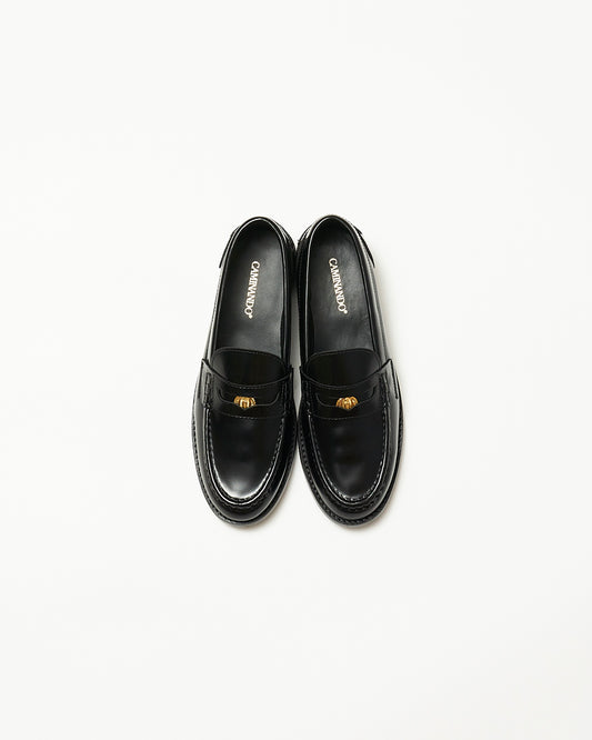 ALMOND TOE PENNY LOAFERS BLACK