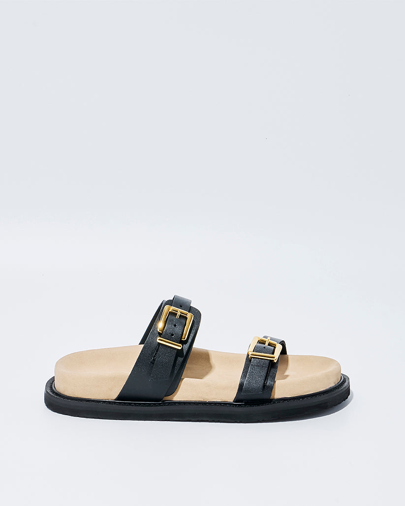 DOUBLE BUCKLE SANDALS BLACK