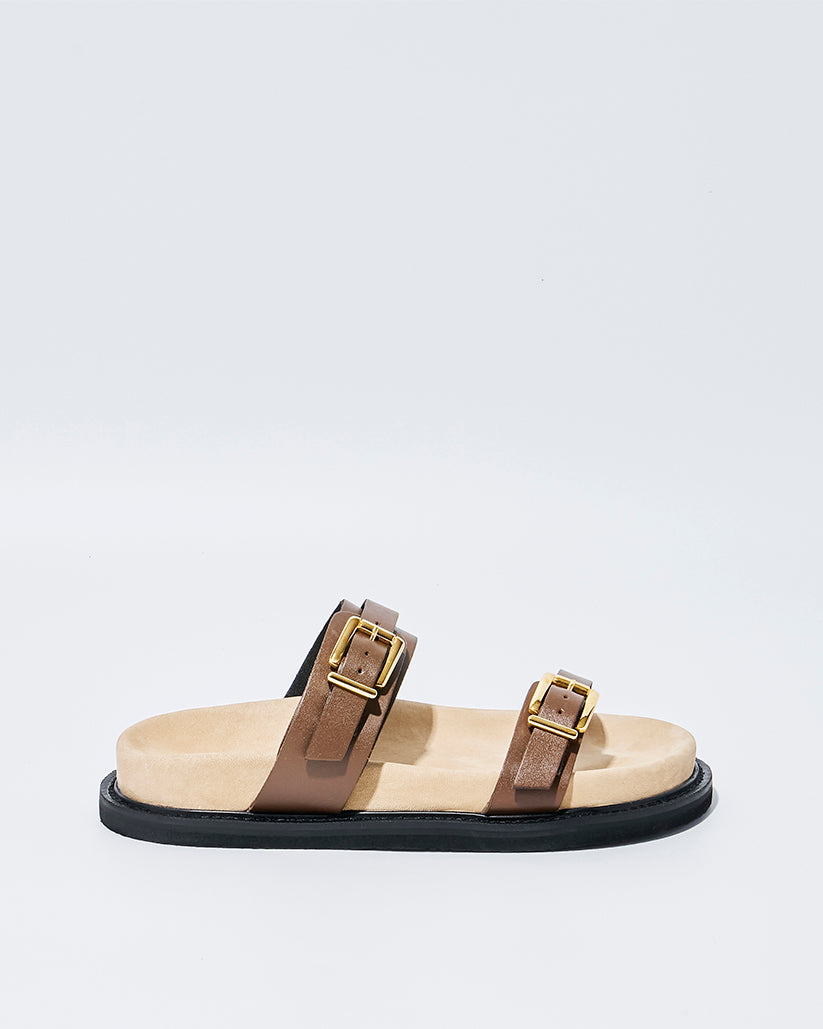 DOUBLE BUCKLE SANDALS BROWN
