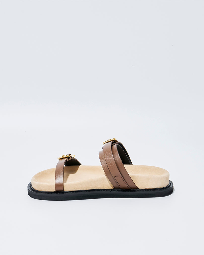 DOUBLE BUCKLE SANDALS BROWN
