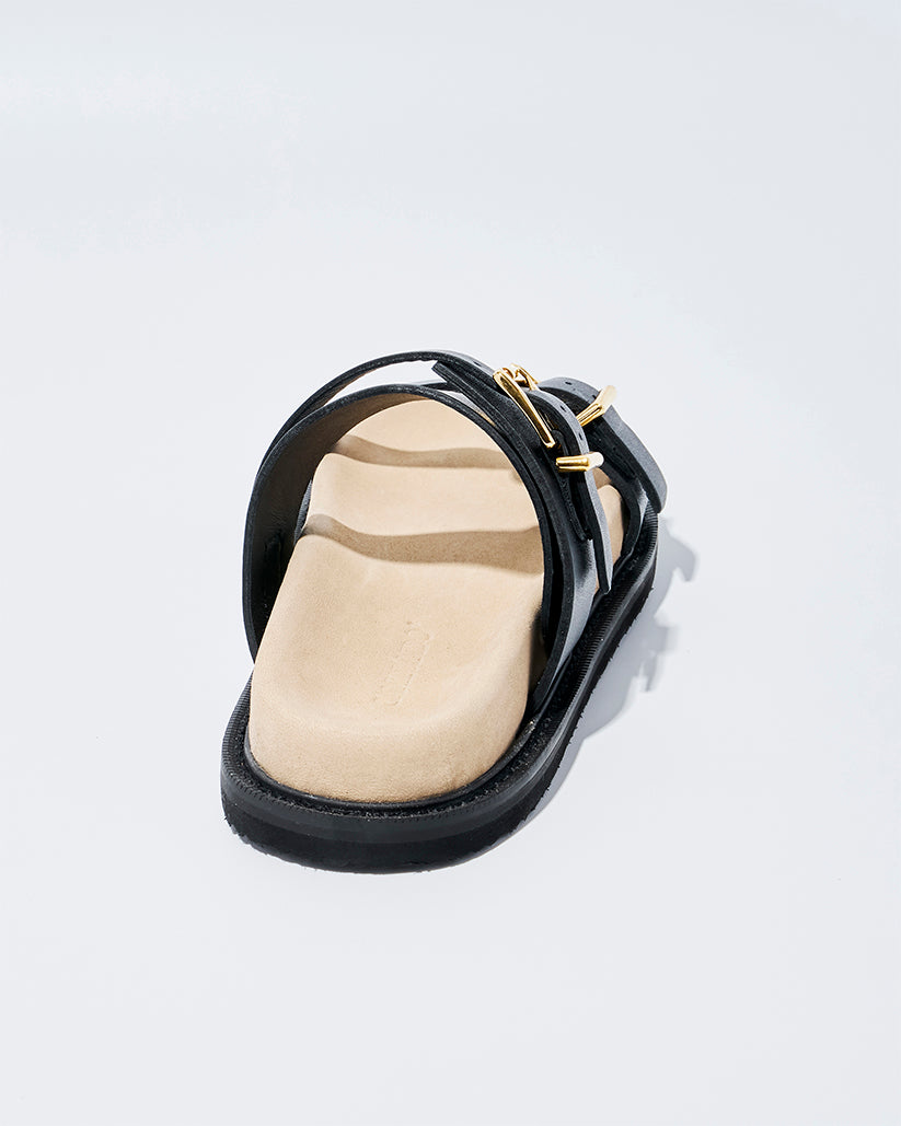 DOUBLE BUCKLE SANDALS BLACK