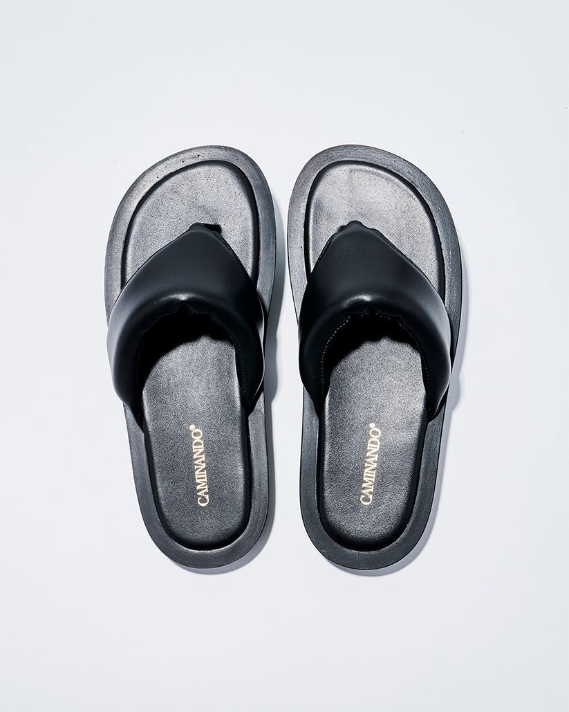 PADDED THONG SANDALS BLACK