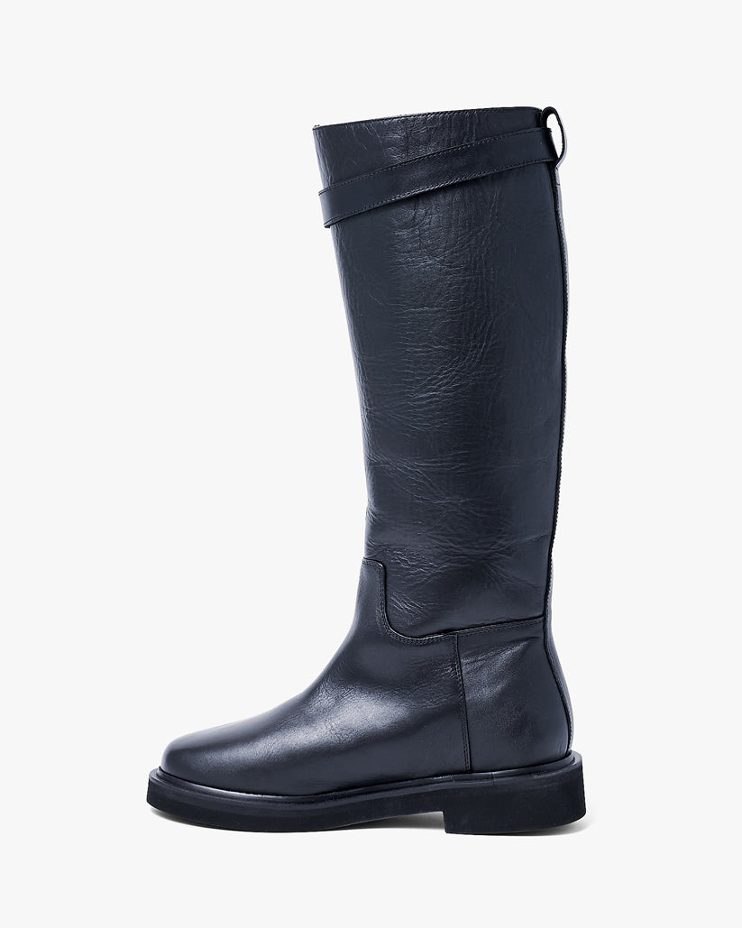 BUCKLE STRAP LONG BOOTS BLACK